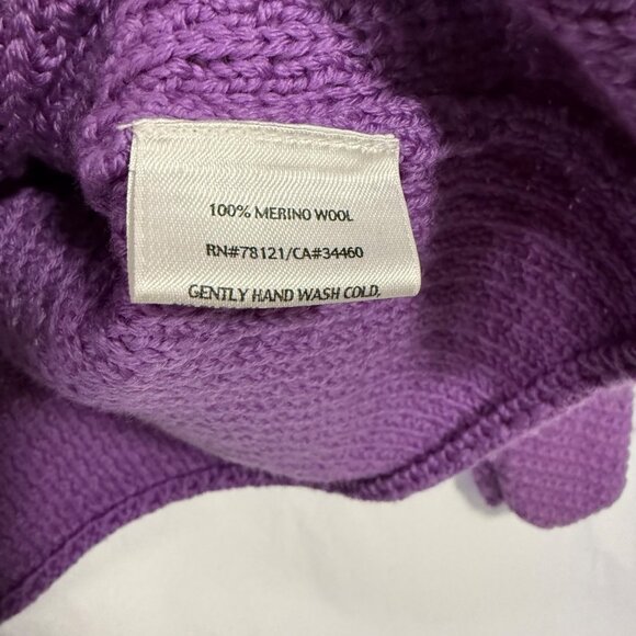 Eileen Fisher Purple Waffle Knit Merino Wool Sweater Size S - Picture 3 of 8